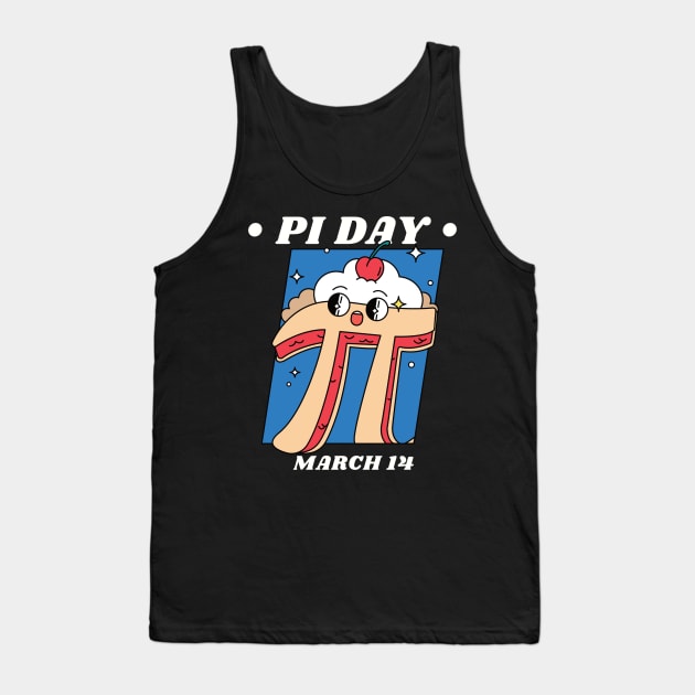Pi Day March 14 Cartoon Pi Pie Tank Top by DPattonPD